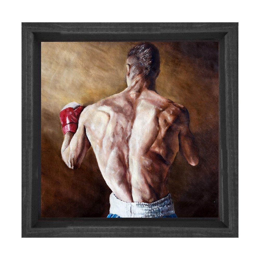 Boksör Tablosu Siyah Ahşap Çerçeve - 30x30