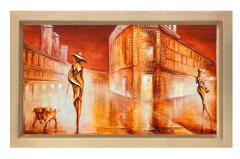 Şehir ve Kadınlar Tablosu Naturel Ahşap Çerçeve - 100x150