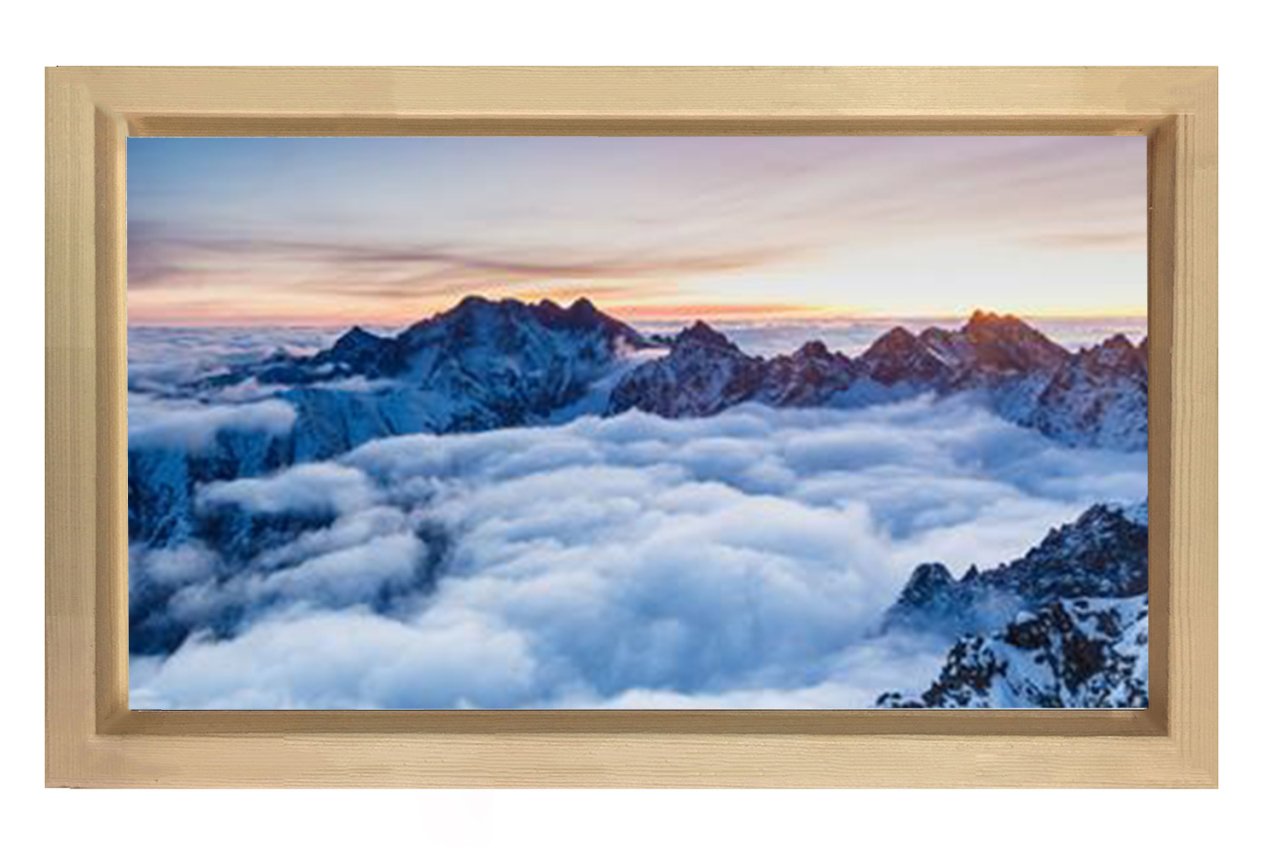 Dağ Gökyüzü  Manzara Tablosu Naturel Ahşap Çerçeve - 45x30