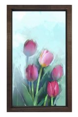 Pembe Gül Çiçekleri Tablosu Kahverengi Ahşap - 100x200