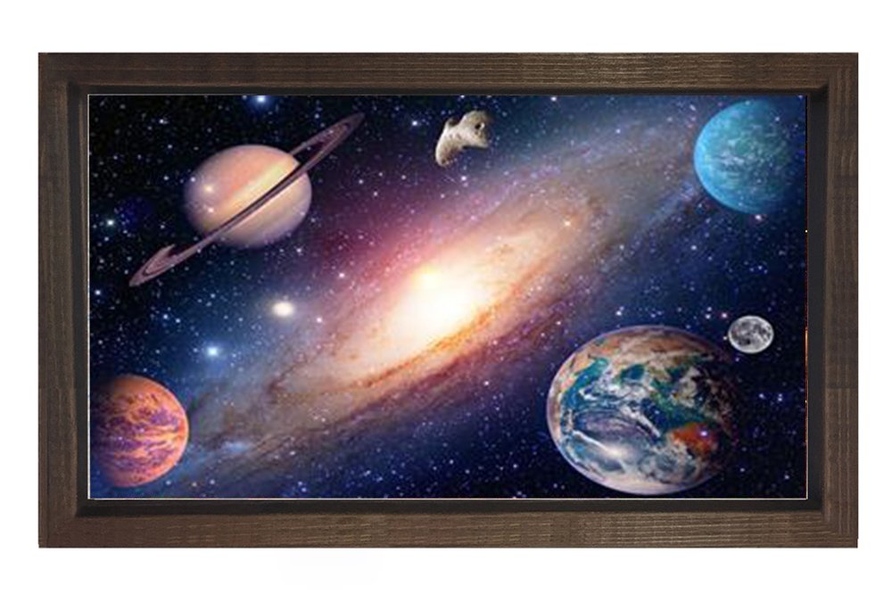 Güneş Sistemi Tablosu Kahverengi Ahşap Çerçeve - 50x70