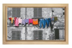 Çamaşır İpi Tablosu Naturel Ahşap Çerçeve - 50x70