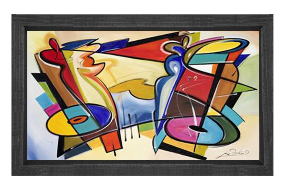 Renkli Soyutluk Tablosu Siyah Ahşap - 50x90
