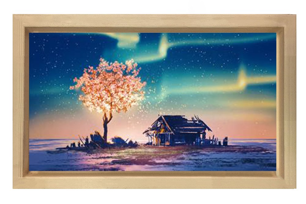Terk edilmiş Köy Tablosu Naturel Ahşap - 50x90