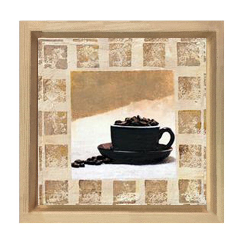 Dekoratif Kahve Tablosu Naturel Ahşap Çerçeve - 100x100