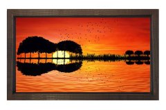 İlginç Gitar Manzara Tablosu Kahverengi Ahşap Çerçeve - 40x60