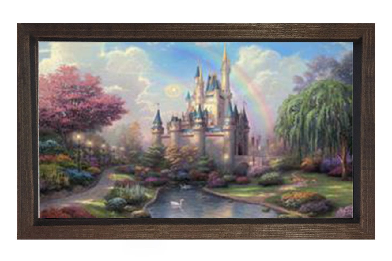 Masal Kalesi Tablosu Kahverengi Ahşap Çerçeve - 50x70