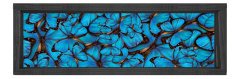 Mavi Kelebekler Tablosu Siyah Ahşap Çerçeve - 120x40