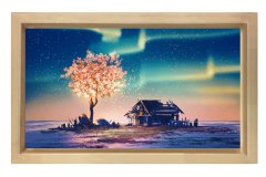 Terk edilmiş Köy Tablosu Naturel Ahşap - 70x100