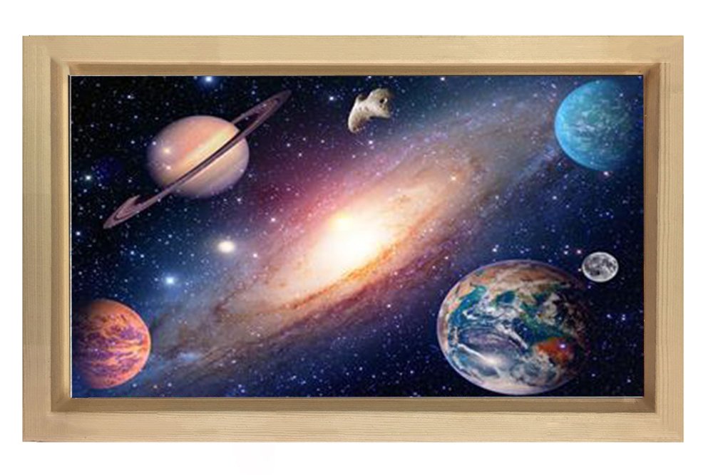 Güneş Sistemi Tablosu Naturel Ahşap Çerçeve - 100x150