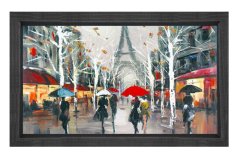 Eiffel Kulesi Yağlıboya Tablosu Siyah Ahşap Çerçeve - 40x60