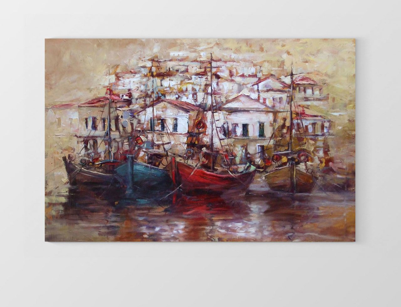 Kayıklar ve Liman Tablosu Çerçevesiz - 100x200