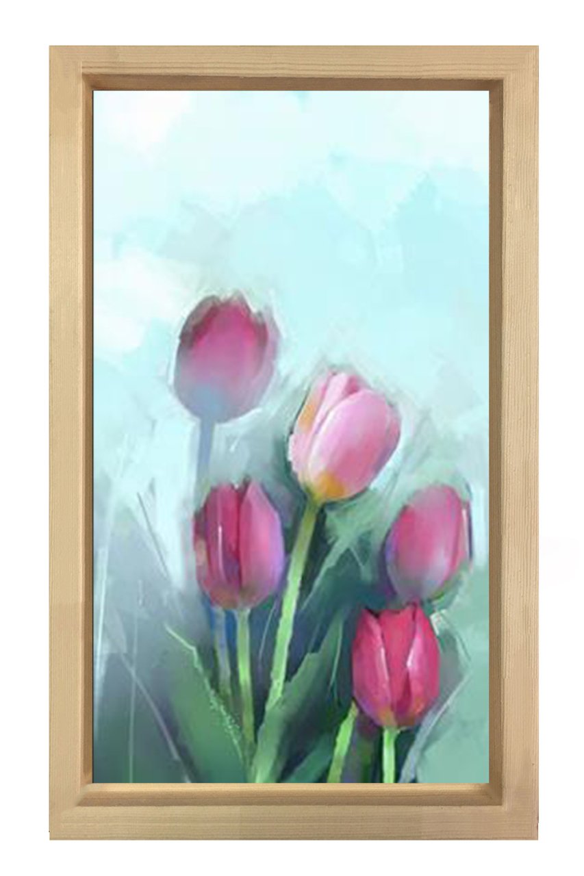 Pembe Gül Çiçekleri Tablosu Naturel Ahşap - 100x150