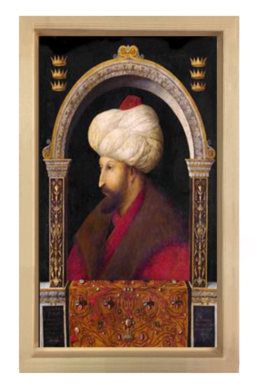 Fatih Sultan Mehmet Tablosu Naturel Ahşap Çerçeve - 100x200