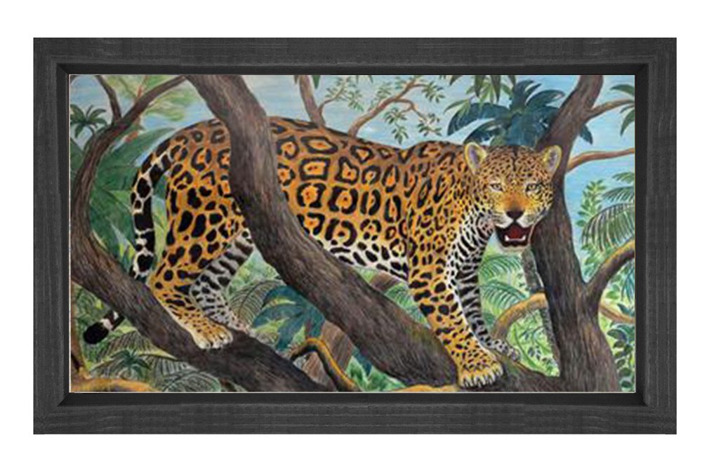 Leopar Tablosu Siyah Ahşap Çerçeve - 70x100