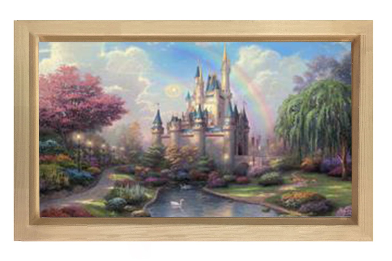 Masal Kalesi Tablosu Naturel Ahşap Çerçeve - 100x200