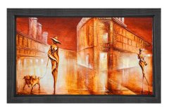 Şehir ve Kadınlar Tablosu Siyah Ahşap Çerçeve - 40x60