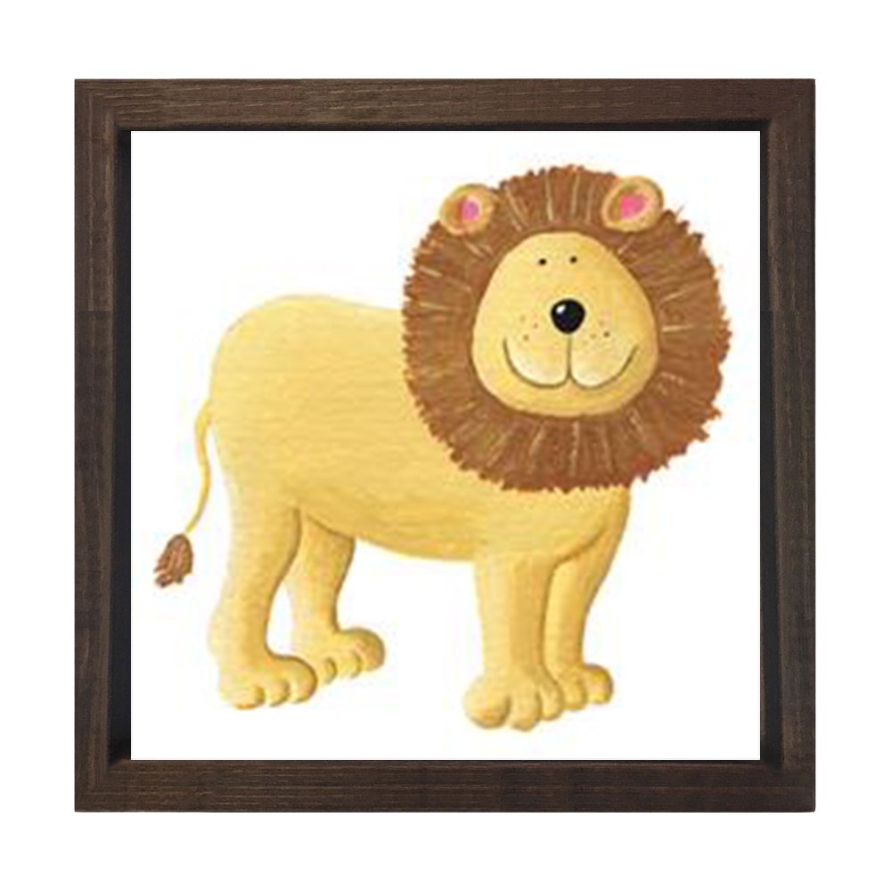 Aslan Tablosu Kahverengi Ahşap Çerçeve - 40x40