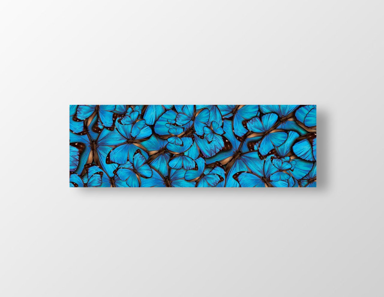 Mavi Kelebekler Tablosu Çerçevesiz - 120x40