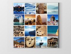 Türkiye Kolajı Tablosu Çerçevesiz - 60x60