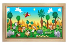 Ormanda Sevimli Hayvanlar Tablosu Naturel Ahşap Çerçeve - 70x100