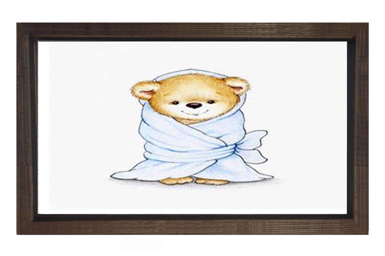 Banyo Yapan Ayıcık Tablosu Kahverengi Ahşap Çerçeve - 40x60