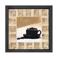 Dekoratif Kahve Tablosu Siyah Ahşap Çerçeve - 100x100
