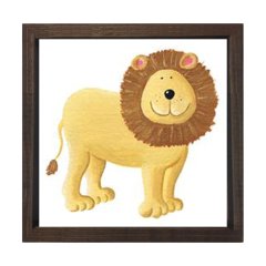 Aslan Tablosu Kahverengi Ahşap Çerçeve - 70x70