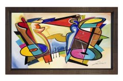 Soyut Tablo Tablosu Kahverengi Ahşap Çerçeve - 40x60