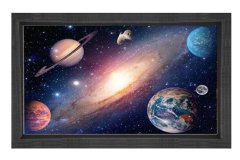 Güneş Sistemi Tablosu Siyah Ahşap Çerçeve - 100x200
