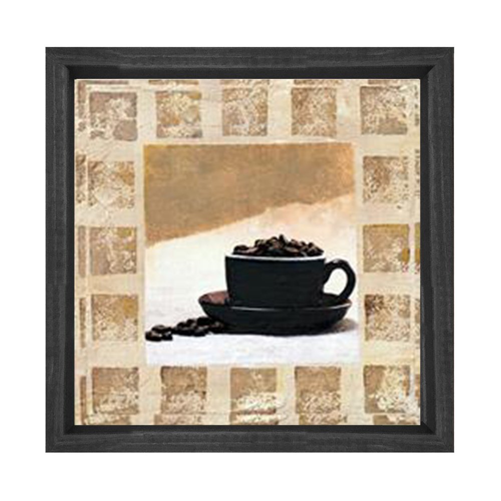 Dekoratif Kahve Tablosu Siyah Ahşap Çerçeve - 30x30