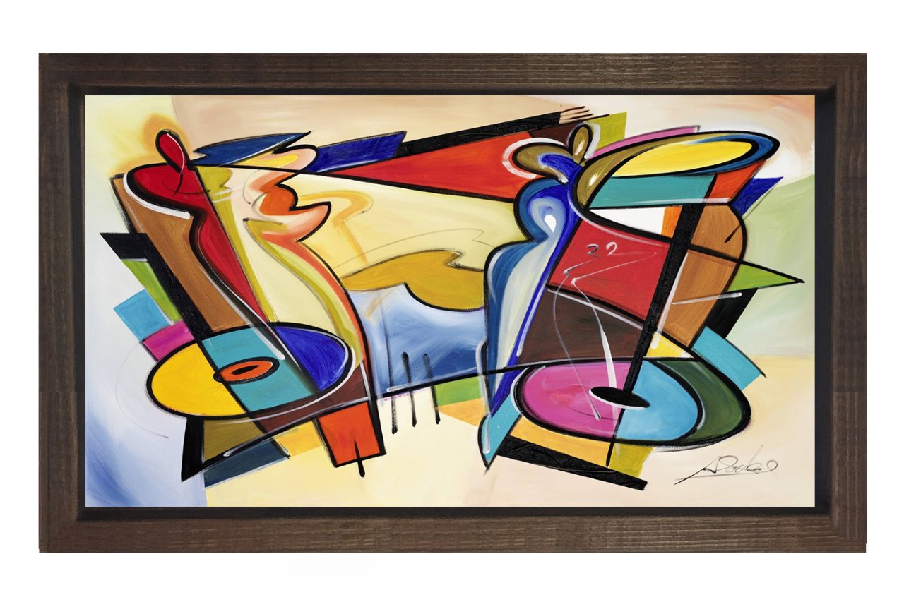 Soyut Tablo Tablosu Kahverengi Ahşap Çerçeve - 45x30