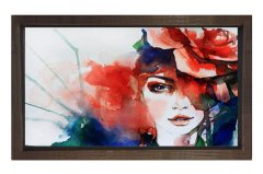Kadın Yüzü Tablosu Kahverengi Ahşap Çerçeve - 45x30