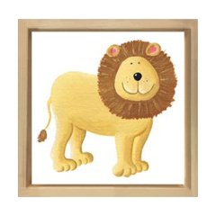 Aslan Tablosu Naturel Ahşap Çerçeve - 40x40