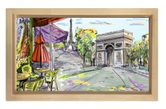 Eiffel  Kulesi Vektörel Tablosu Naturel Ahşap Çerçeve - 100x150