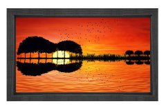 İlginç Gitar Manzara Tablosu Siyah Ahşap Çerçeve - 40x60