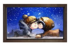 Çoçukluk Aşkı Tablosu Kahverengi Ahşap Çerçeve - 100x200
