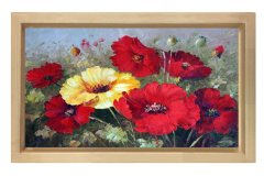Gelincikler Tablosu Naturel Ahşap - 70x100