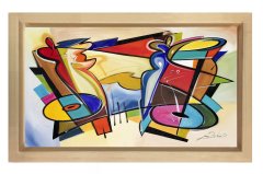Soyut Tablo Tablosu Naturel Ahşap Çerçeve - 45x30