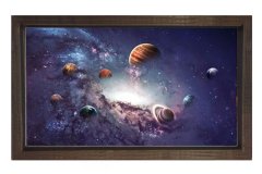 Evren ve Uzay Tablosu Kahverengi Ahşap Çerçeve - 40x60