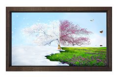 Kar Bahar Ağacı Tablosu Kahverengi Ahşap - 40x60