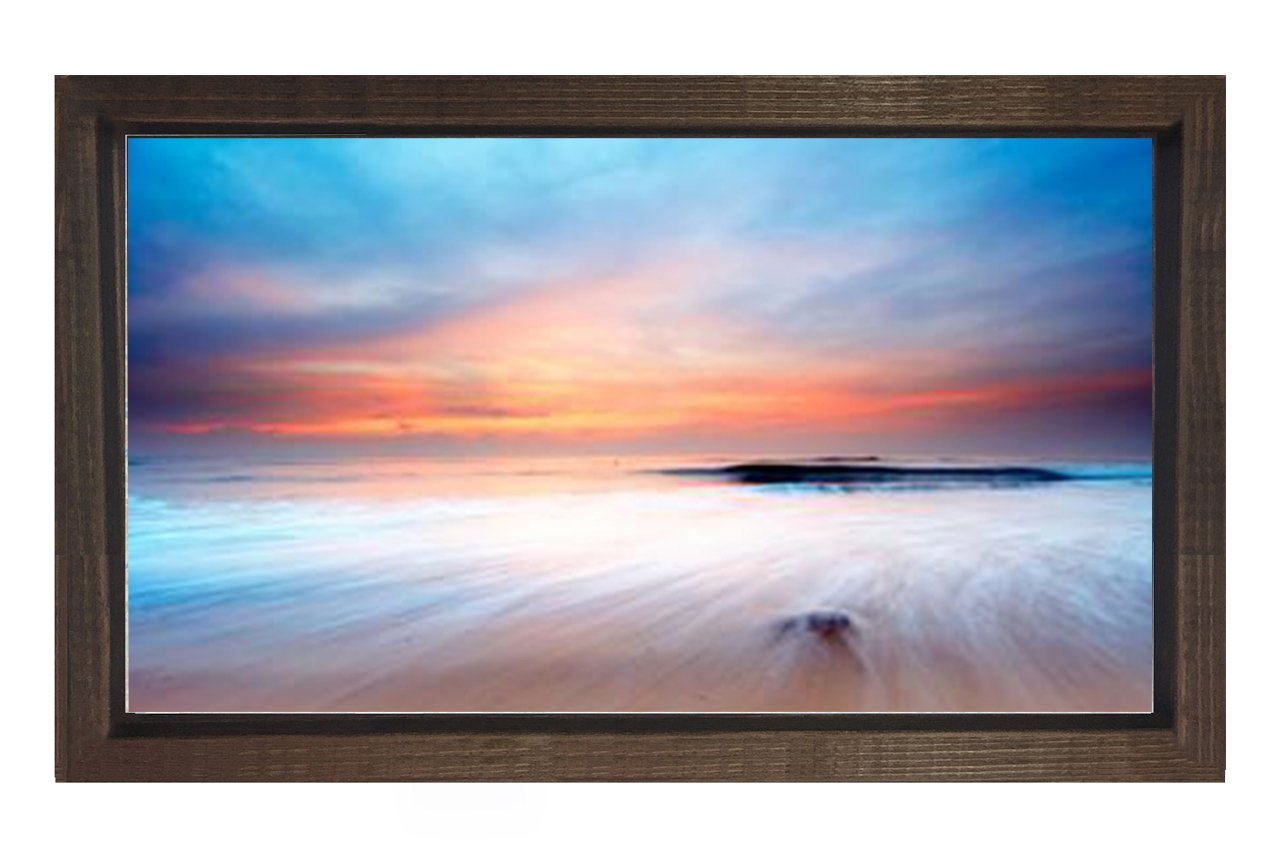 Bulutlar ve Sisli Deniz Tablosu Kahverengi Ahşap Çerçeve - 40x60