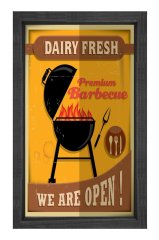 Vintage Mangal  Reklam Afişi Tablosu Siyah Ahşap - 50x70