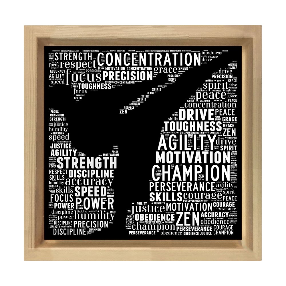 Bruce Lee Spor Tipografi Tablosu Naturel Ahşap Çerçeve - 90x90