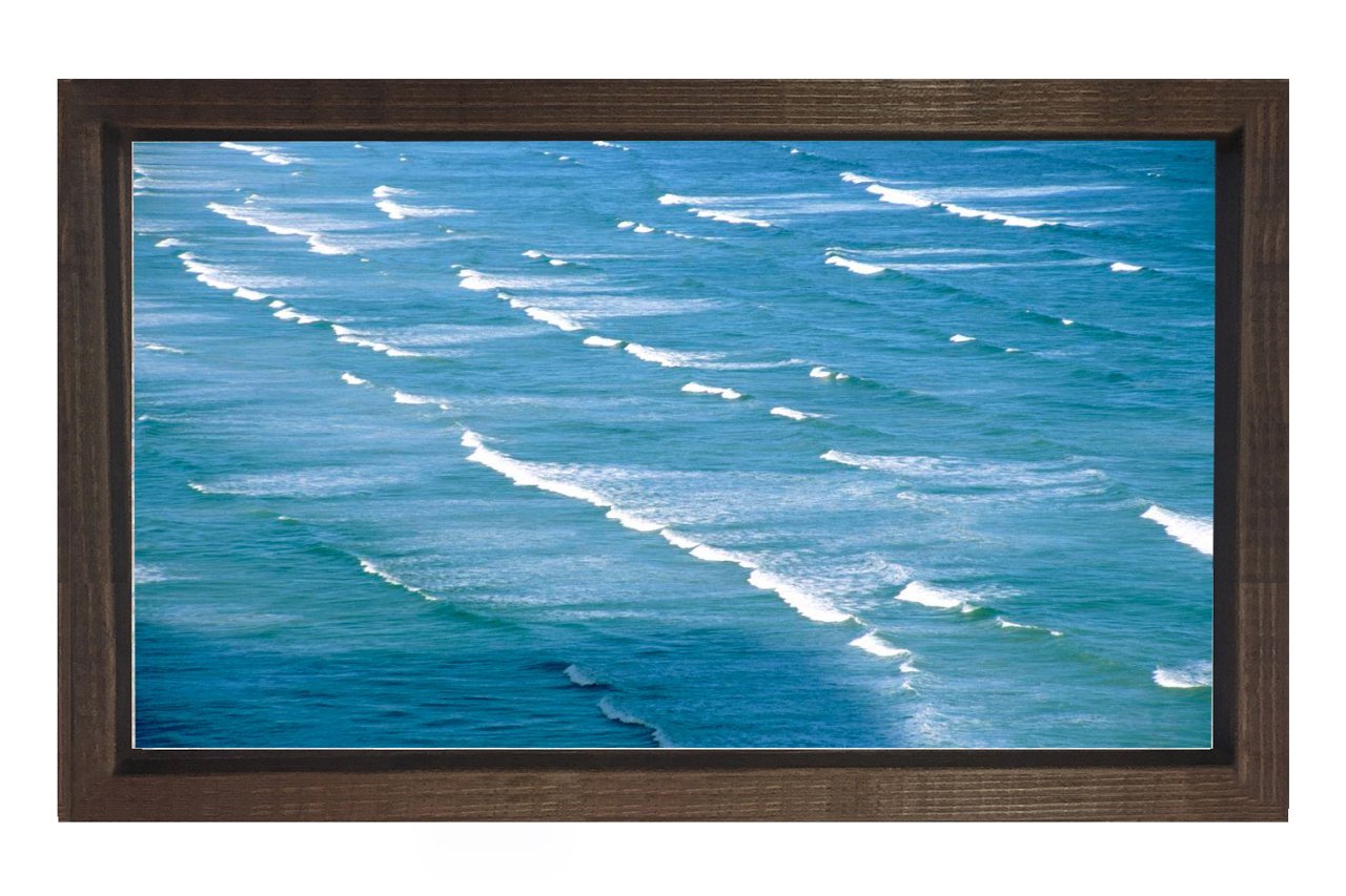 Dalgalı Deniz Yağlıboya Tablosu Kahverengi Ahşap Çerçeve - 100x150