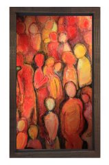 Soyut Reprodüksiyon Tablosu Kahverengi Ahşap - 50x90