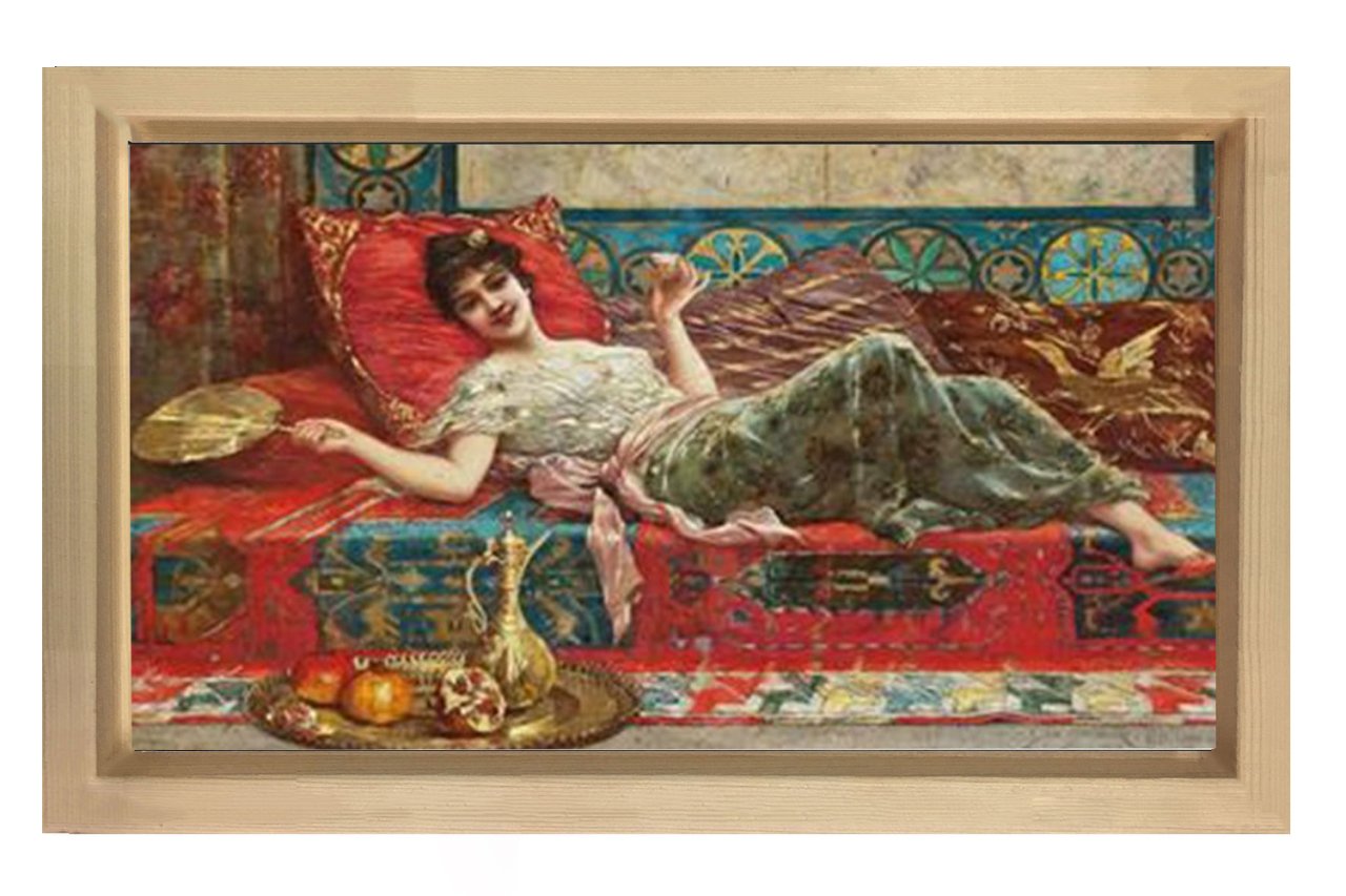 Cariye Tablosu Naturel Ahşap Çerçeve - 50x90