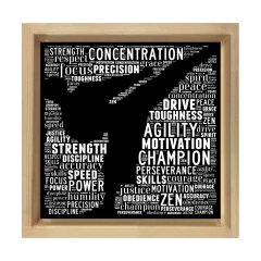 Bruce Lee Spor Tipografi Tablosu Naturel Ahşap Çerçeve - 100x100
