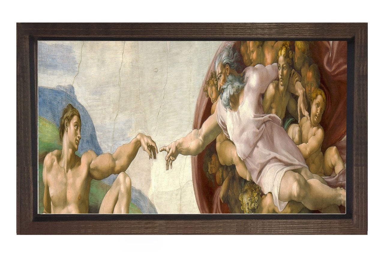 Ademin Doğuşu Tablosu Kahverengi Ahşap Çerçeve - 40x60