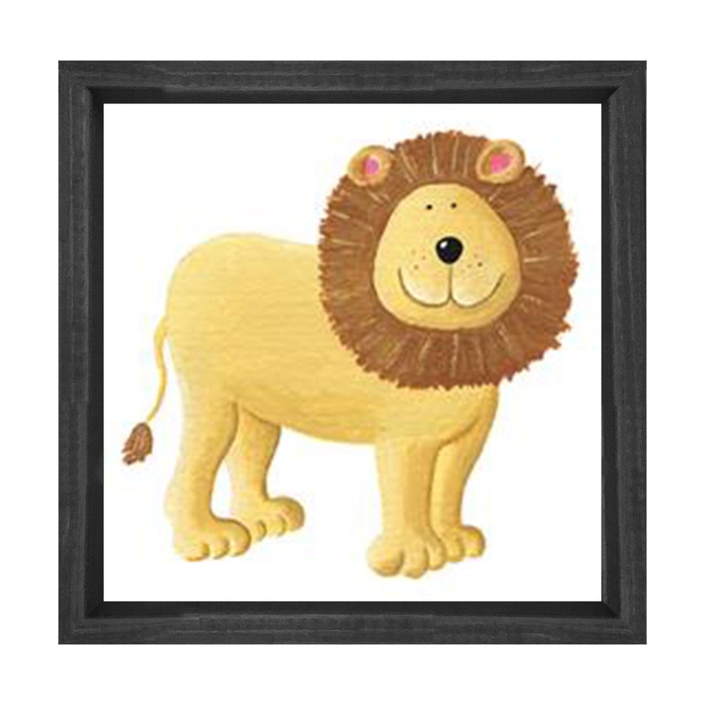 Aslan Tablosu Siyah Ahşap Çerçeve - 30x30